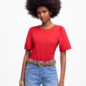 NWT Madewell Side-Cinch Puff-Sleeve Tee in Watermelon - Size: Medium
